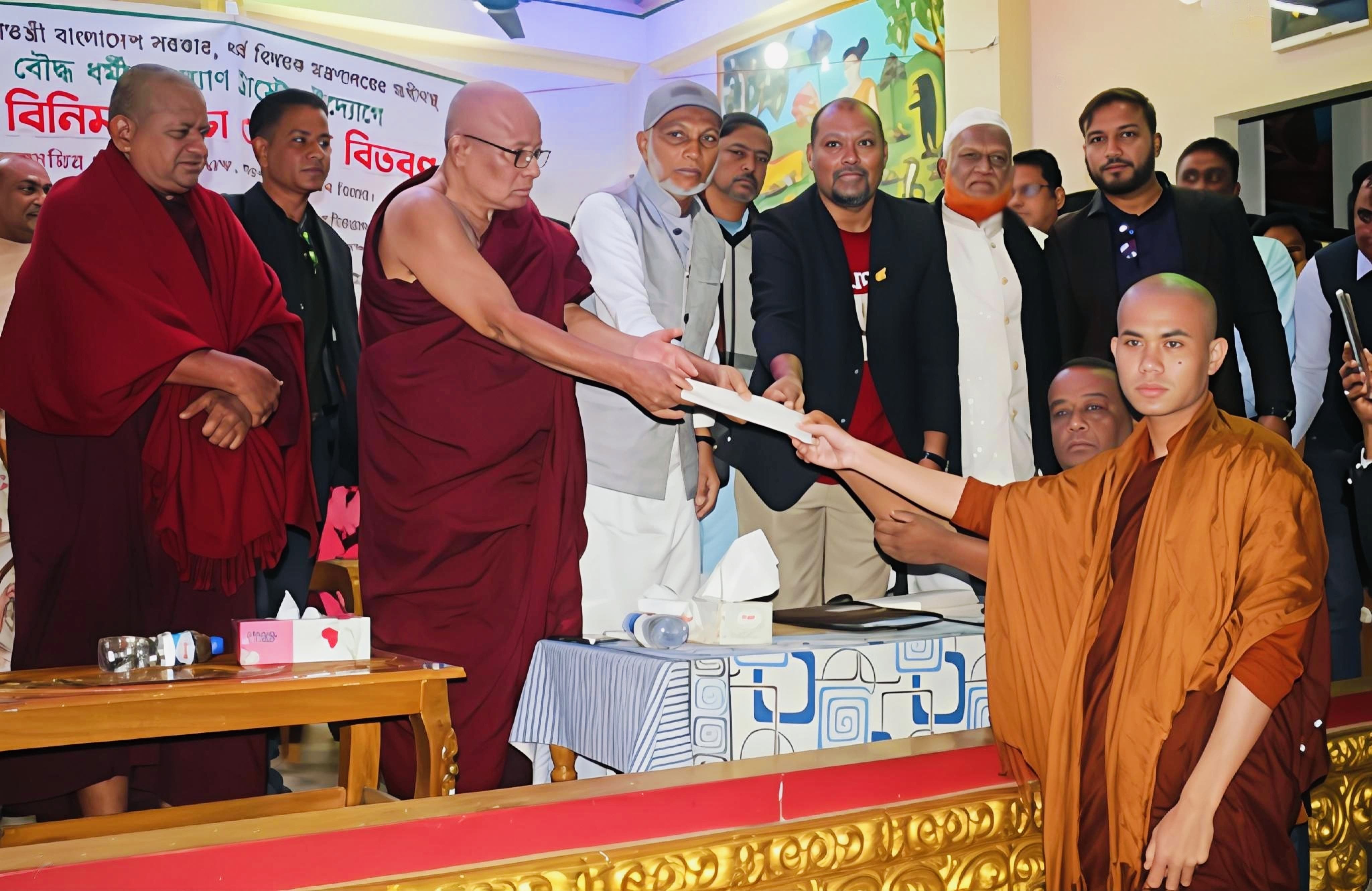 বোয়ালখালীতে বৌদ্ধ ধর্মীয় কল্যাণ ট্রাস্টের  উদ্যোগে ৩২ টি ধর্মীয় প্রতিষ্ঠানে চেক বিতরণ 