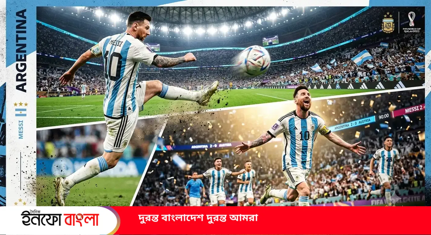 মেসির জোড়া গোলে আর্জেন্টিনার নাটকীয় জয়